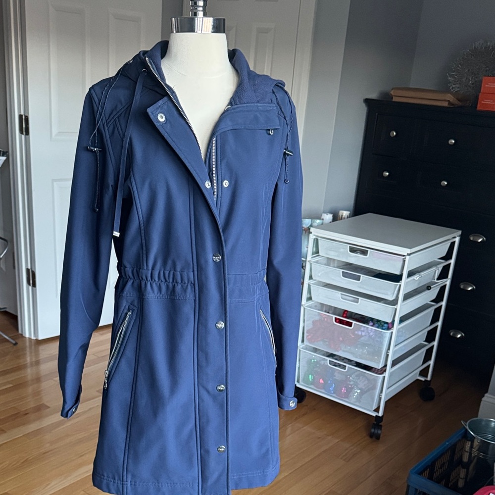 DKNY Women's Blue Hooded Jacket